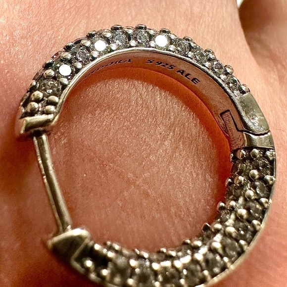 Trending CZ Hoop Earrings | Sterling Silver 925 Sparkle Huggies | Dainty - Picture 4 of 10